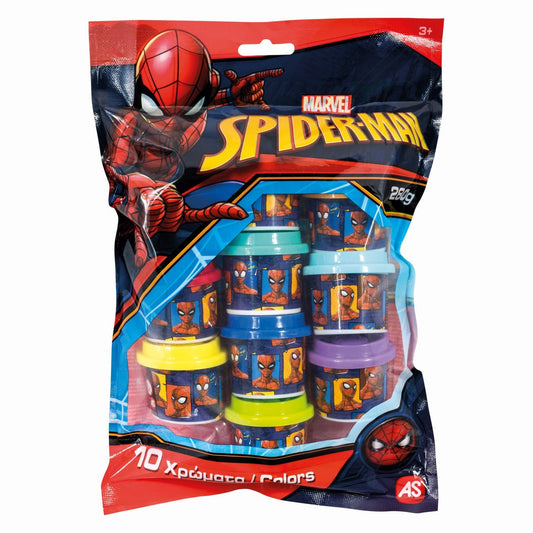 Set 10 borcanase de plastilina spiderman in punga de plastic, AS - Publisol.ro