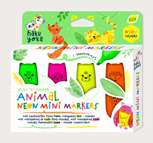 Set 4 Mini Markere Neon , Animale - Avenir - Publisol.ro