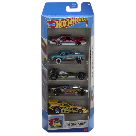 Set 5 masini hot wheels cu design hw drag strip, Mattel - Publisol.ro