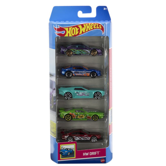 Set 5 masini hot wheels cu design hw drift, Mattel - Publisol.ro