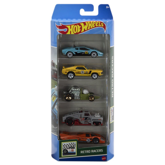 Set 5 masini hot wheels cu design retro racers, Mattel - Publisol.ro