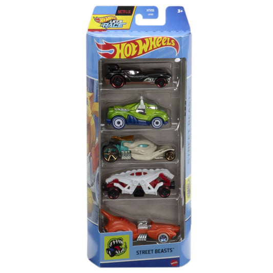 Set 5 masini hot wheels cu design street beasts, Mattel - Publisol.ro