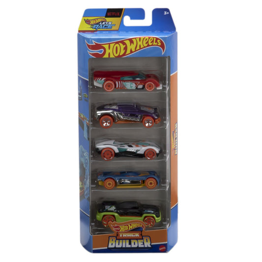 Set 5 masini hot wheels cu design track builder, Mattel - Publisol.ro
