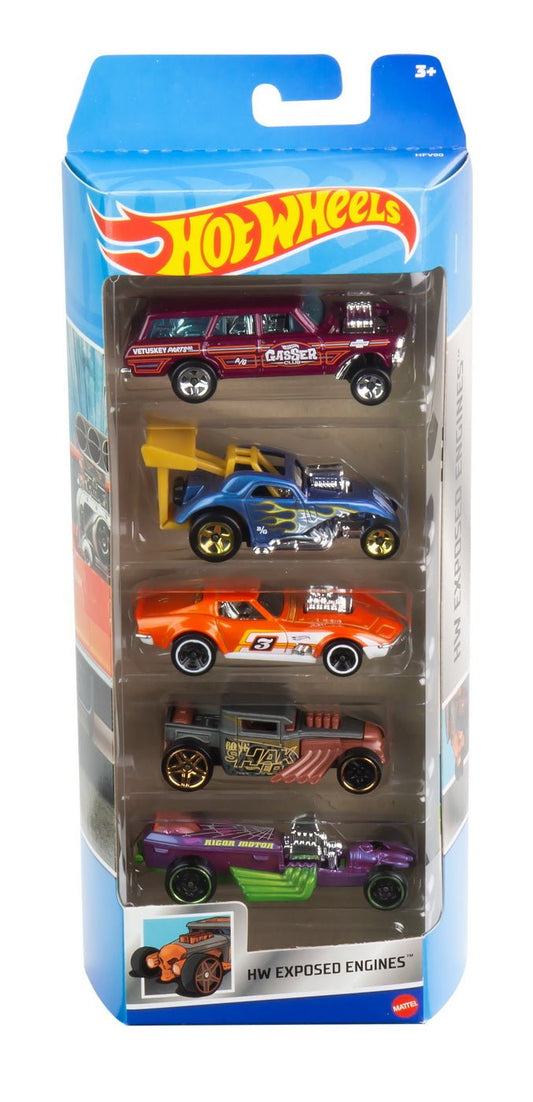 Set 5 masini hot wheels exposed engines, Mattel - Publisol.ro