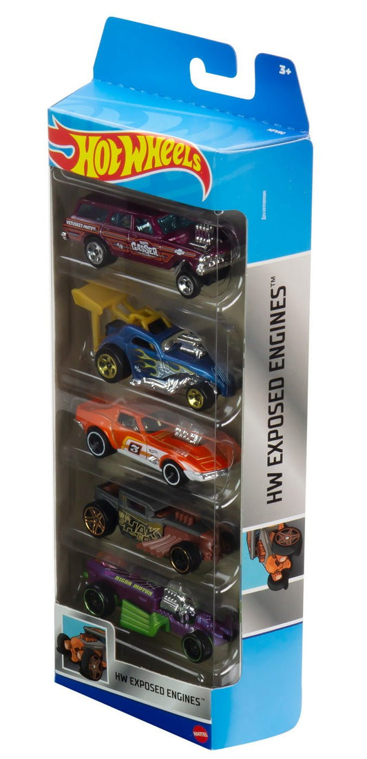 Set 5 masini hot wheels exposed engines, Mattel - Publisol.ro