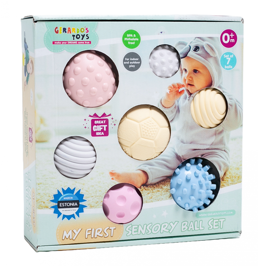 Set 7 mingi senzoriale pentru bebelusi - Gerardo Toys