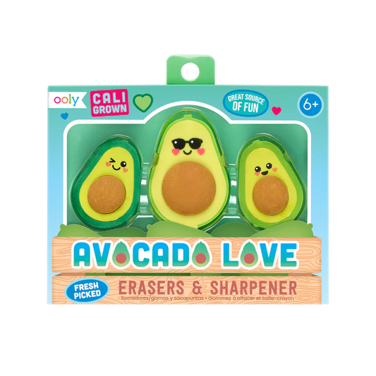 Set ascutitoare si radiere Avocado Love - set de 3 - Ooly