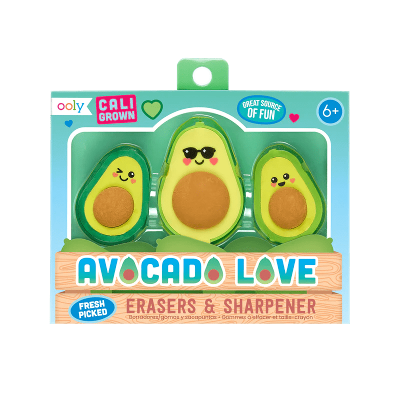 Set ascutitoare si radiere Avocado Love - set de 3 - Ooly - Publisol.ro