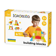 Set blocuri de constructie din lemn - Universal 14 piese - Igroteco - Publisol.ro