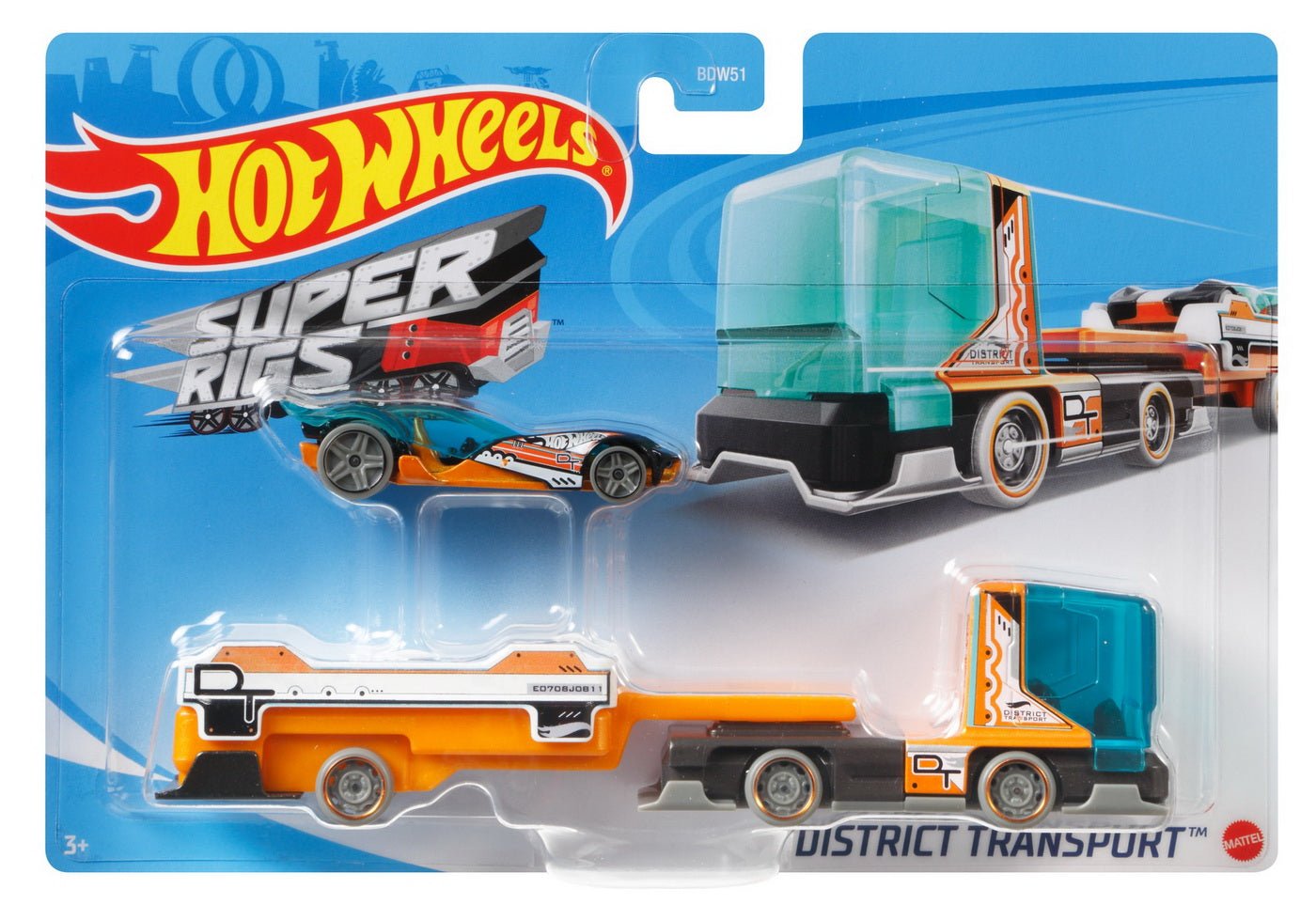 Set camion si masina sport Hot Wheels district transport - Publisol.ro