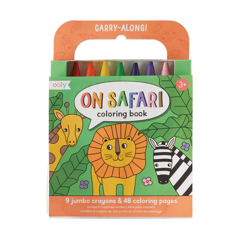 Set carte de colorat si creioane colorate - portabil, Safari - Ooly - Publisol.ro