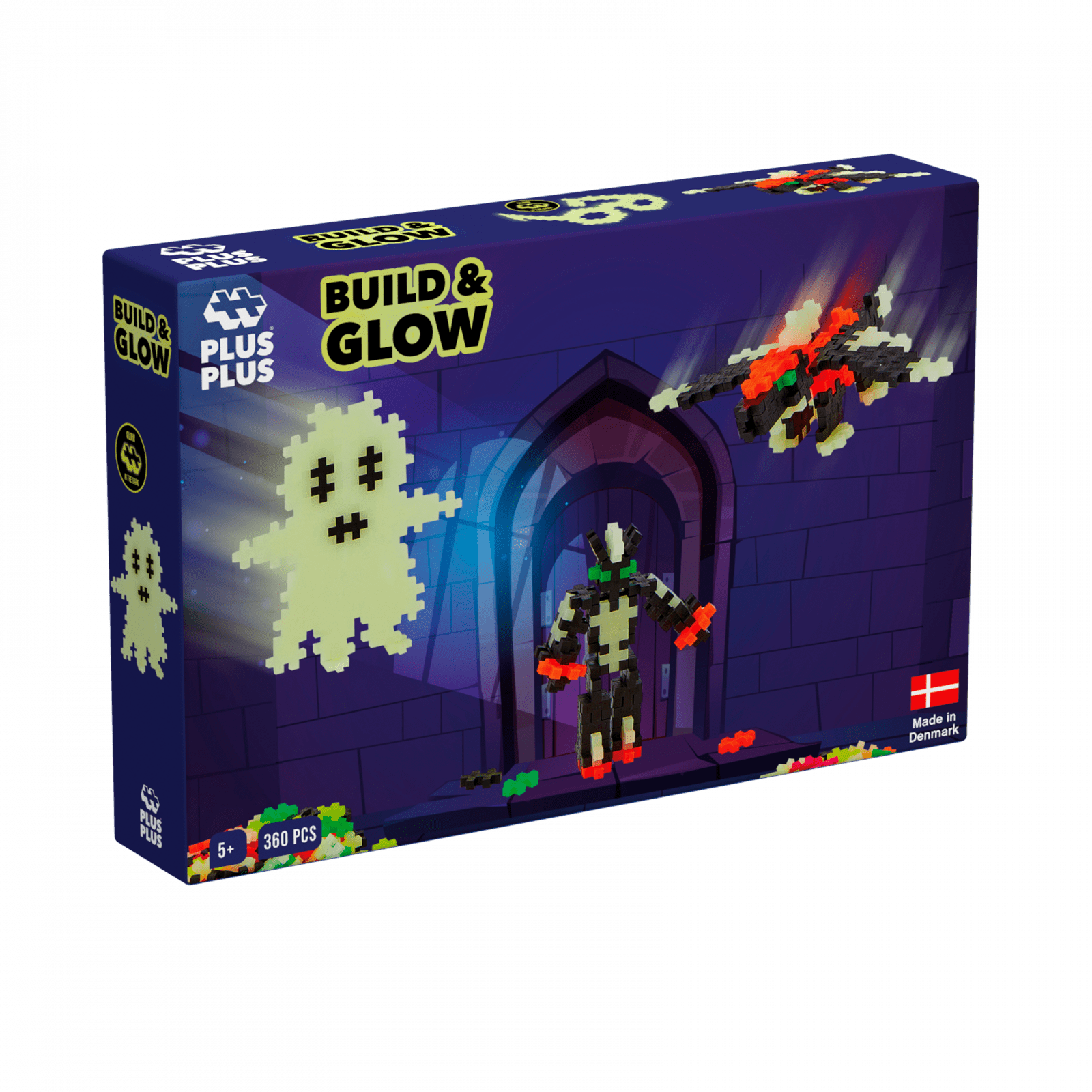 Set constructie Plus - Plus, 360 piese, Construieste si Straluceste, culori fluorescente - Plus Plus - Publisol.ro