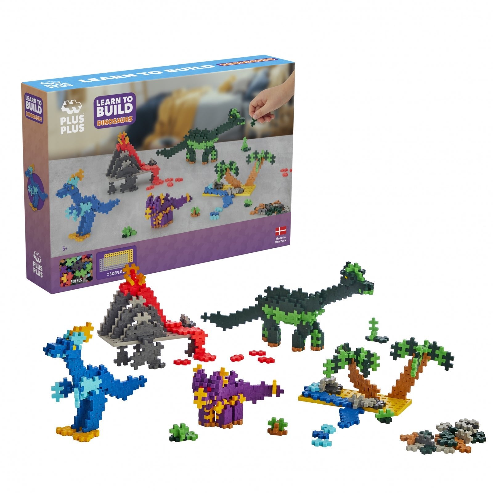 Set constructie Plus - Plus, 600 piese, Invata sa construiesti dinozauri - Plus Plus - Publisol.ro