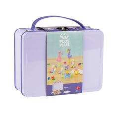 Set constructie Plus - Plus, 600 piese, portabil, in cutie metalica, culori pastelate - Plus Plus - Publisol.ro