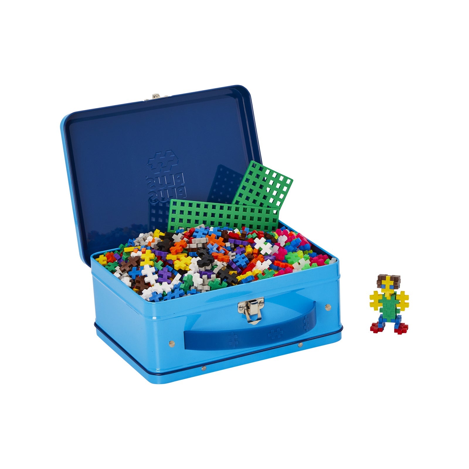 Set constructie Plus - Plus, 600 piese, portabil, in cutie metalica, culori standard - Plus Plus - Publisol.ro