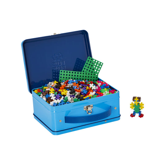 Set constructie Plus - Plus, 600 piese, portabil, in cutie metalica, culori standard - Plus Plus - Publisol.ro