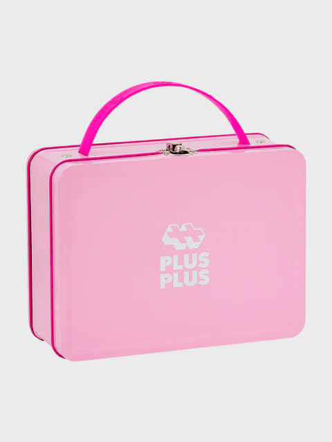 Set constructie Plus - Plus, 70 piese mari, portabil, in cutie metalica, culori pastelate - Plus Plus - Publisol.ro