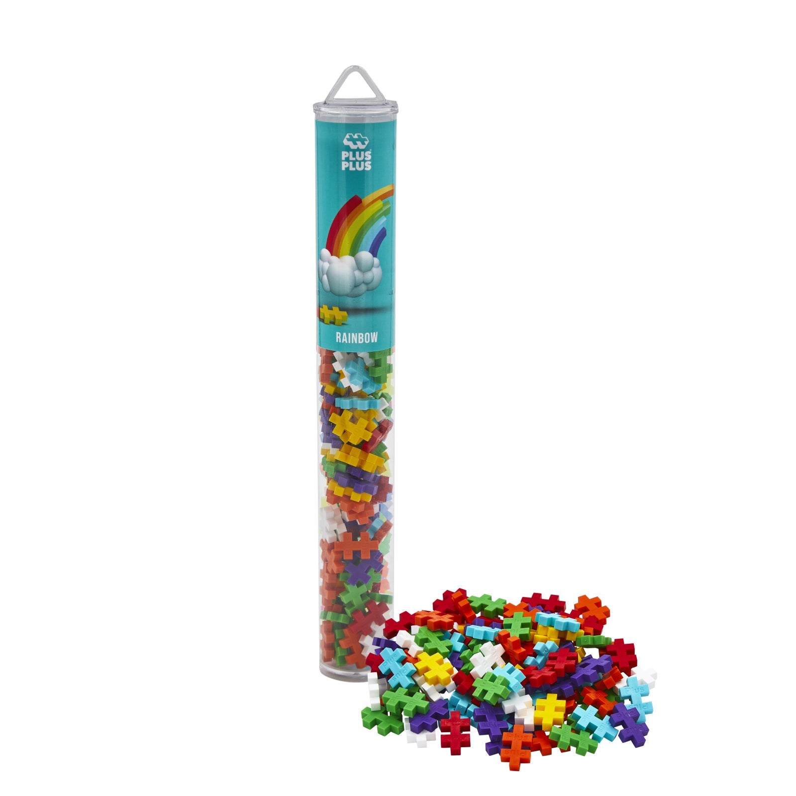 Set constructie Plus - Plus, tub 100 piese, Rainbow Mix, culorile curcubeului - Plus Plus - Publisol.ro