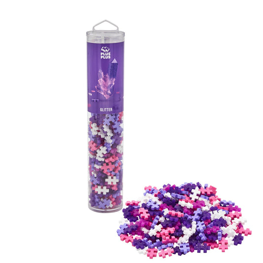 Set constructie Plus - Plus, tub 240 piese, Glitter Mix, culori cu sclipici - Plus Plus - Publisol.ro