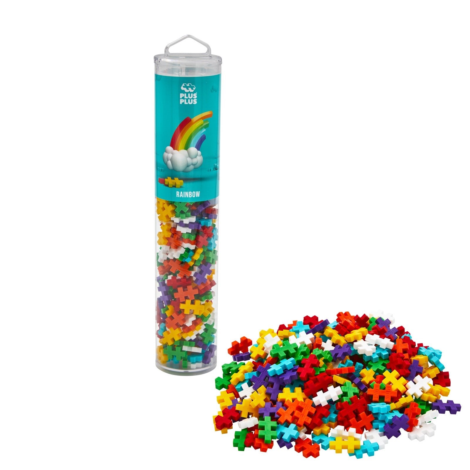Set constructie Plus - Plus, tub 240 piese, Rainbow Mix, culorile curcubeului - Plus Plus - Publisol.ro