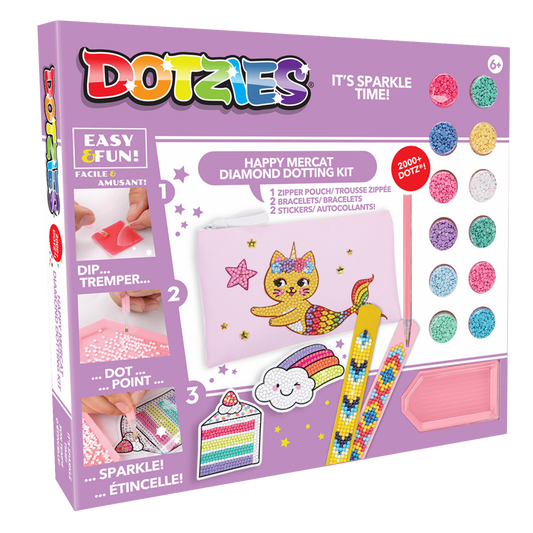 Set creativ 5 in 1, Pisica-Sirena, pictura cu diamante - Diamond Dotz®