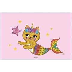 Set creativ 5 in 1, Pisica-Sirena, pictura cu diamante - Diamond Dotz®