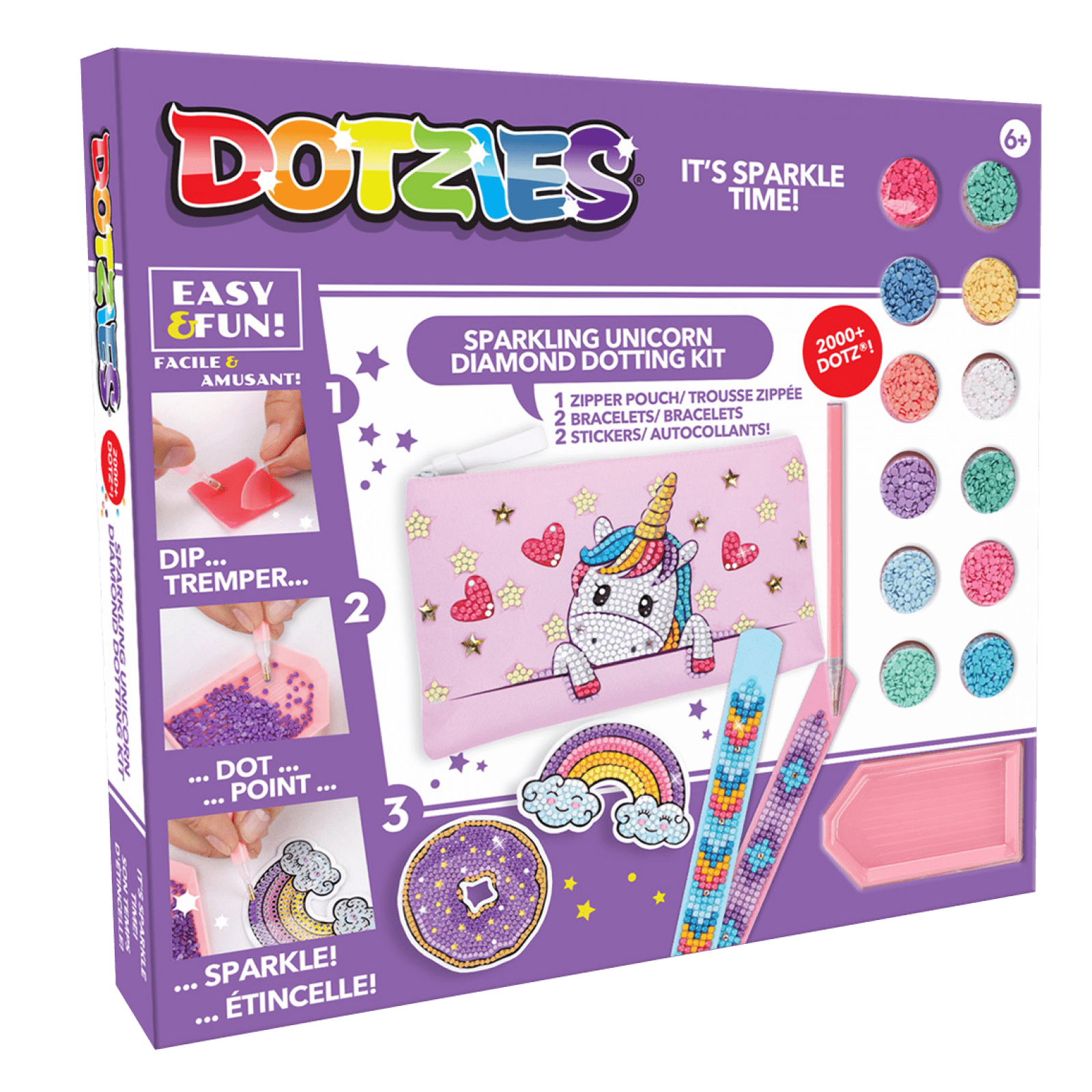 Set creativ 5 in 1, Unicorn, pictura cu diamante - Diamond Dotz® - Publisol.ro