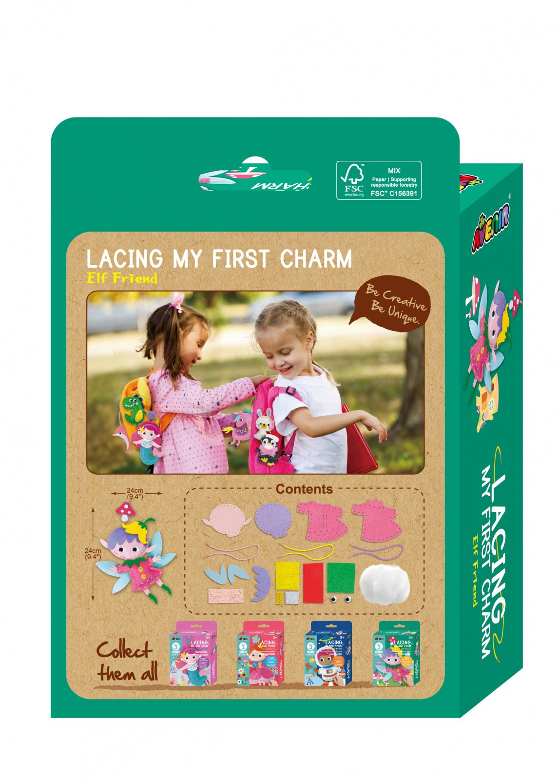 Set creativ de cusut cu tehnica siretului - Primul meu Pandantiv Elf, nivel 3 - Avenir - Publisol.ro