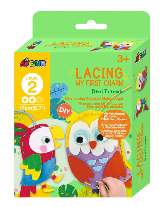 Set creativ de cusut cu tehnica siretului - Primul meu Pandantiv Pasari, nivel 2 - Avenir - Publisol.ro