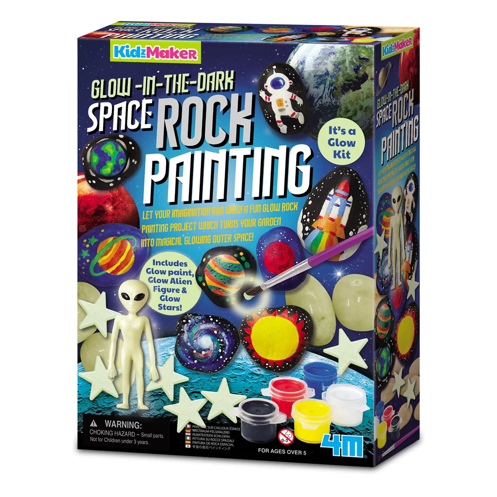 Set creativ - Picteaza pietre - Spatiu (stralucesc in intuneric) - 4M - Publisol.ro