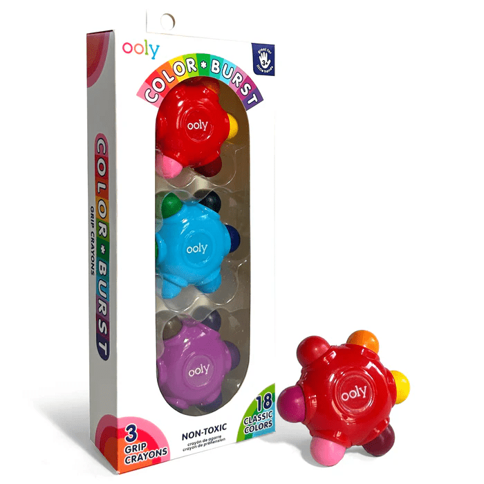 Set creioane cerate multicolore , set de 3 18 culori Grip Crayons - Ooly - Publisol.ro