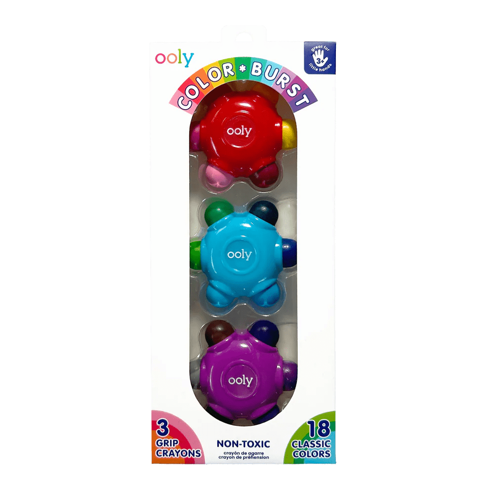 Set creioane cerate multicolore , set de 3 18 culori Grip Crayons - Ooly - Publisol.ro