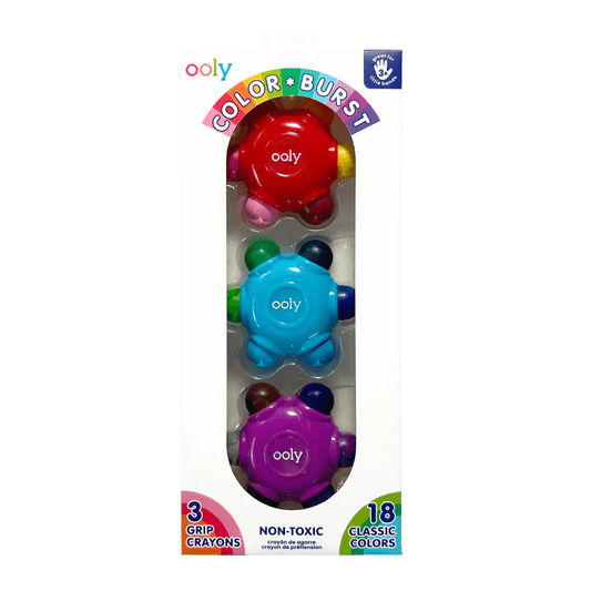 Set creioane cerate multicolore , set de 3 18 culori Grip Crayons - Ooly - Publisol.ro