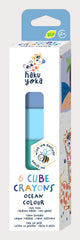 Set de 6 creioane cerate in forma de cub, Haku Yoka - culori ocean - Avenir - Publisol.ro