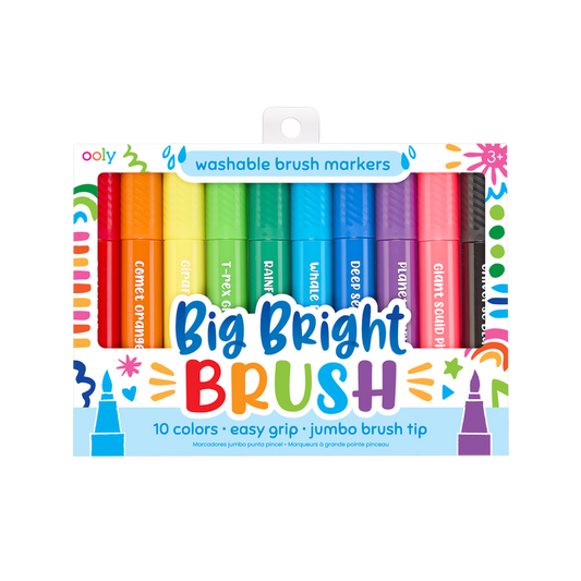 Carioci lavabile cu pensula, Big Bright Brush, set 10 culori - Ooly