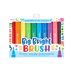 Carioci lavabile cu pensula, Big Bright Brush, set 10 culori - Ooly