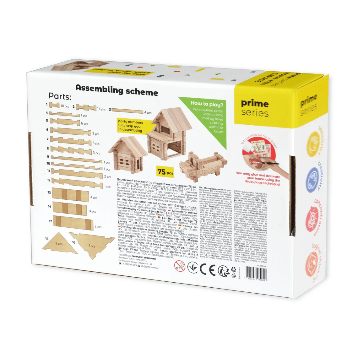 Set de constructie din lemn , zCasa cu Garaj, 75 piese - Igroteco - Publisol.ro