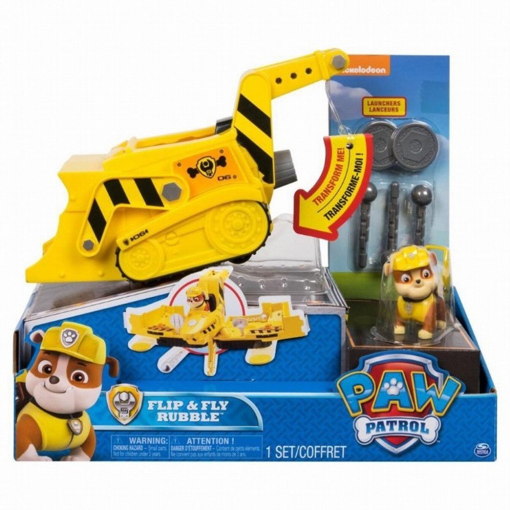 Set de joaca spin Master Paw Patrol vehicul flip and fly rubble - Publisol.ro