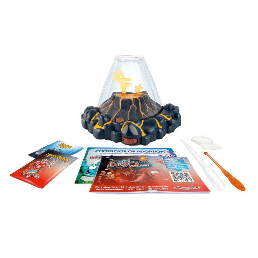 Set educativ STEM - AQUA DRAGONS Habitat VULCAN cu lava - acvariu cu LED si Aqua Dragons rosii - Aqua Dragons - Publisol.ro