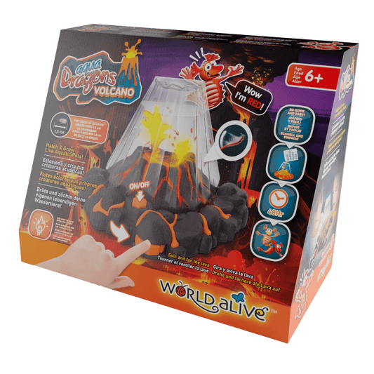 Set educativ STEM - AQUA DRAGONS Habitat VULCAN cu lava - acvariu cu LED si Aqua Dragons rosii - Aqua Dragons - Publisol.ro