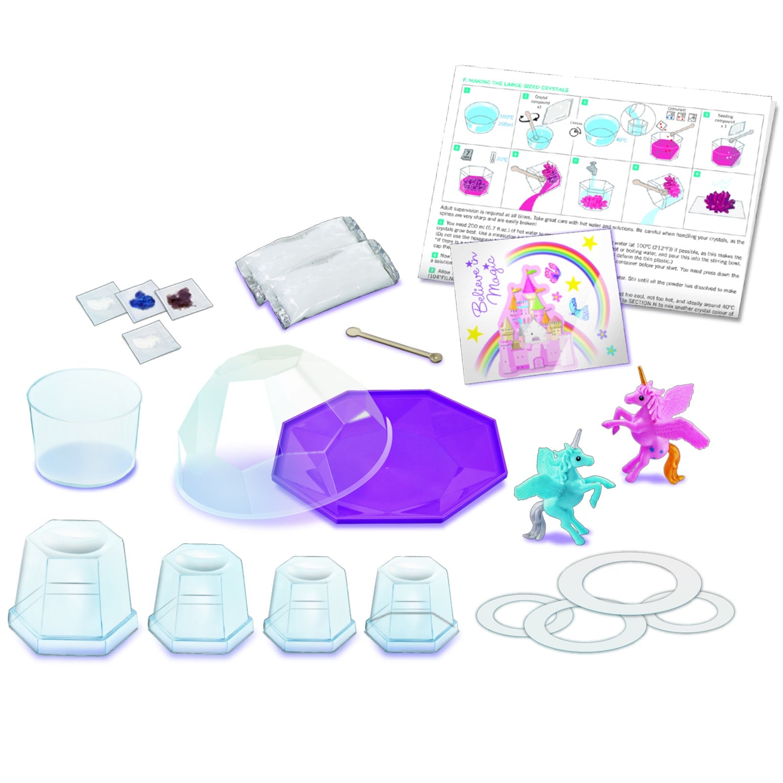 Set experimente de crescut Cristale, terariu cu Unicorni - 4M - Publisol.ro