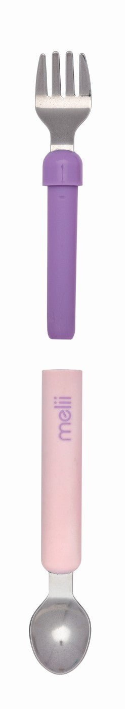 Set lingurita - furculita, pink&purple, Melii - Publisol.ro