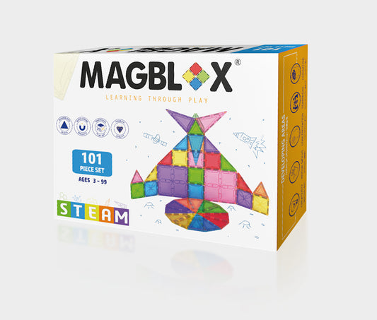 Set magnetic Magblox - 101 piese magnetice de constructie transparente - Magblox