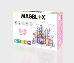 Set magnetic Magblox - 66 piese magnetice de constructie PASTEL transparente - Magblox