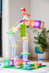 Set magnetic Magblox - 98 piese, circuit cu bile - Magbrix Marble Run - Magblox