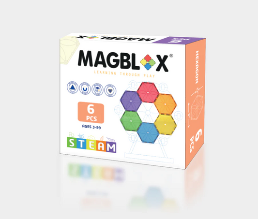Set magnetic Magblox - 6 piese magnetice hexagon pentru constructie - Magblox