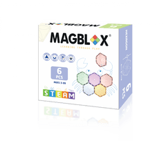 Set magnetic Magblox - 6 piese magnetice hexagon PASTEL pentru constructie - Magblox - Publisol.ro