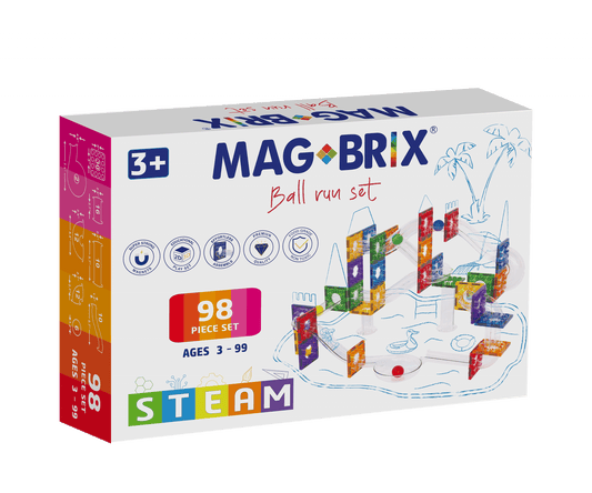 Set magnetic Magblox - 98 piese, circuit cu bile - Magbrix Marble Run - Magblox - Publisol.ro
