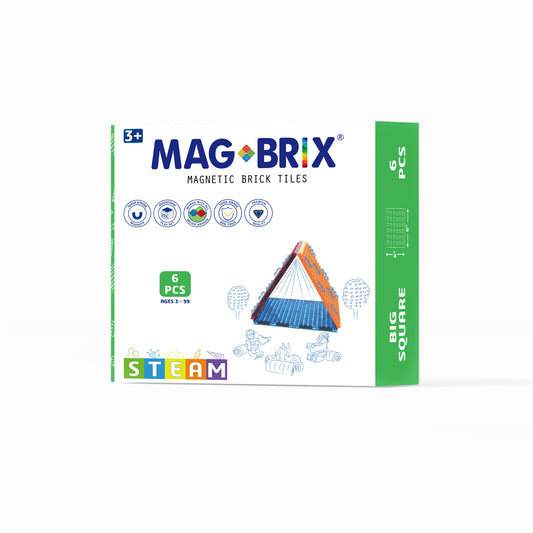 Set magnetic Magbrix 6 piese patrate mari - compatibil cu caramizi de constructie tip Lego - Magblox