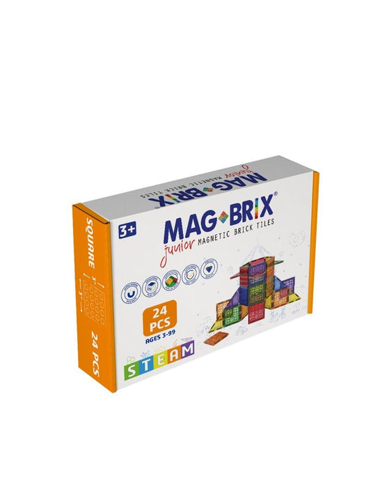 Set magnetic Magbrix Junior 24 piese patrate - compatibil cu caramizi de constructie tip Lego Duplo - Magblox - Publisol.ro